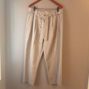 Ricki's Pleated High-Waisted Cropped Tie Belt Tan Pants | Size 12